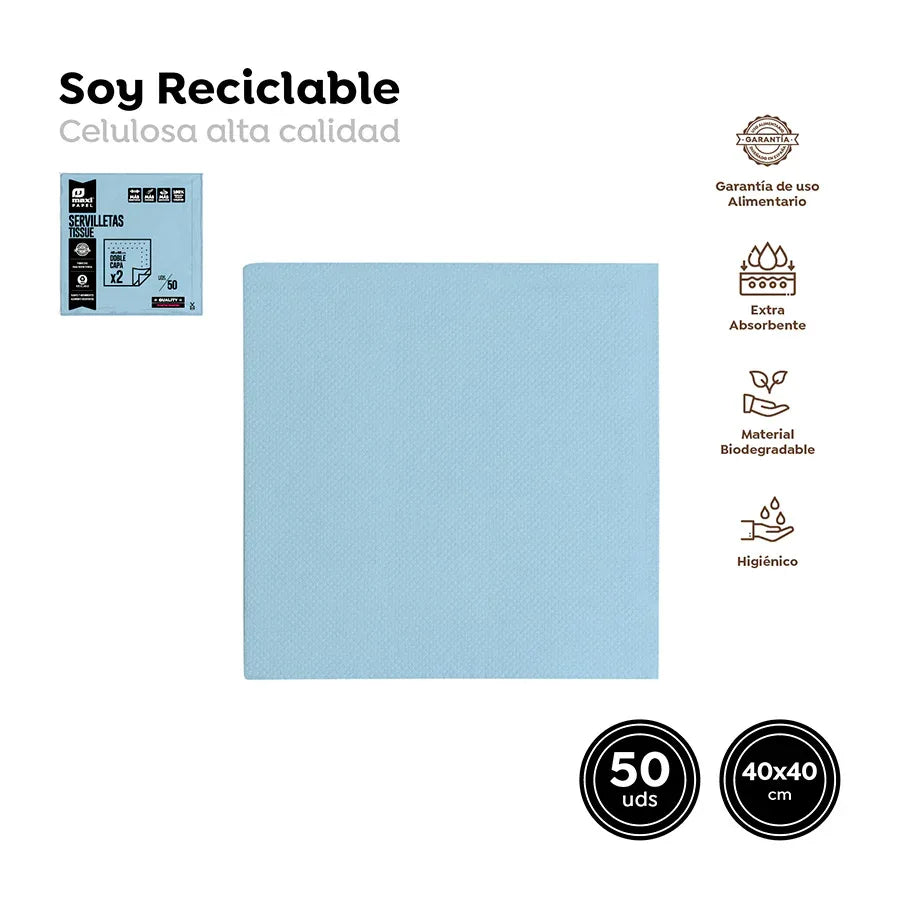Servilleta Punta Punta Azul Pastel 40x40 - yupiparty