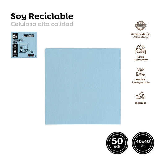 Servilleta Punta Punta Azul Pastel 40x40 - yupiparty