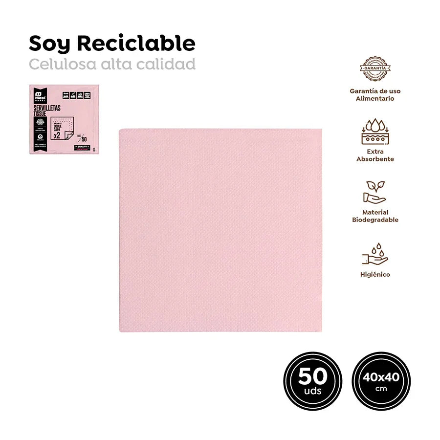 Servilleta Punta Punta Rosa Baby 40x40Cm - yupiparty