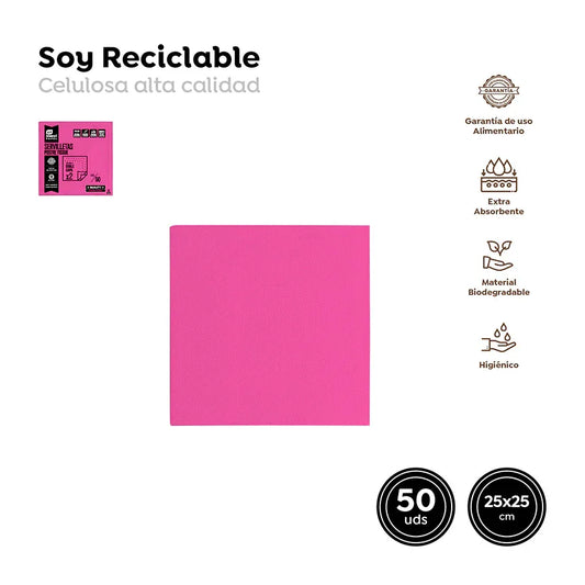 Servilleta Postre Punta Punta Fucsia 25x - yupiparty