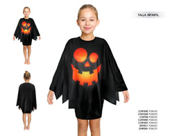 PONCHO 65CM INFANTIL CALABAZA NEGRA - yupiparty