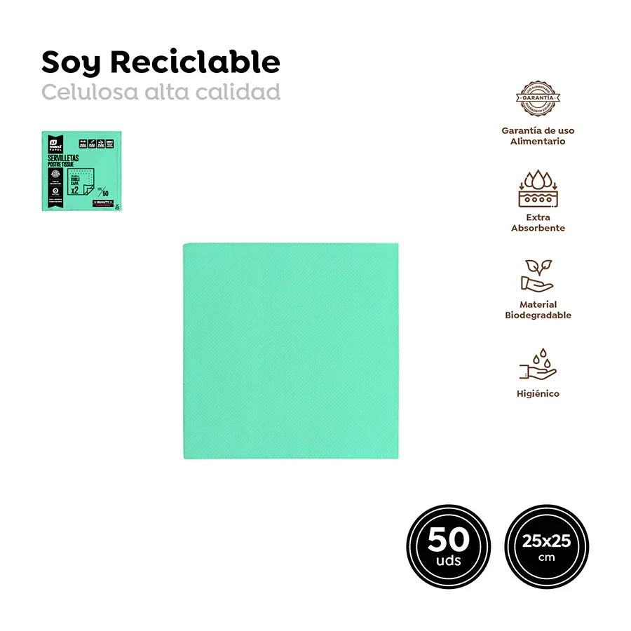 SERVILLETA PUNTA PUNTA MINT 25X25CM PAPE - yupiparty