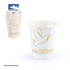 VASO 8pcs COMUNION PALOMA ORO - yupiparty