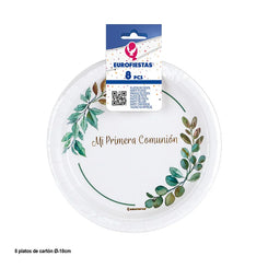 PLATOS COMUNIÓN ORO HOJAS 8pcs 18cm - yupiparty