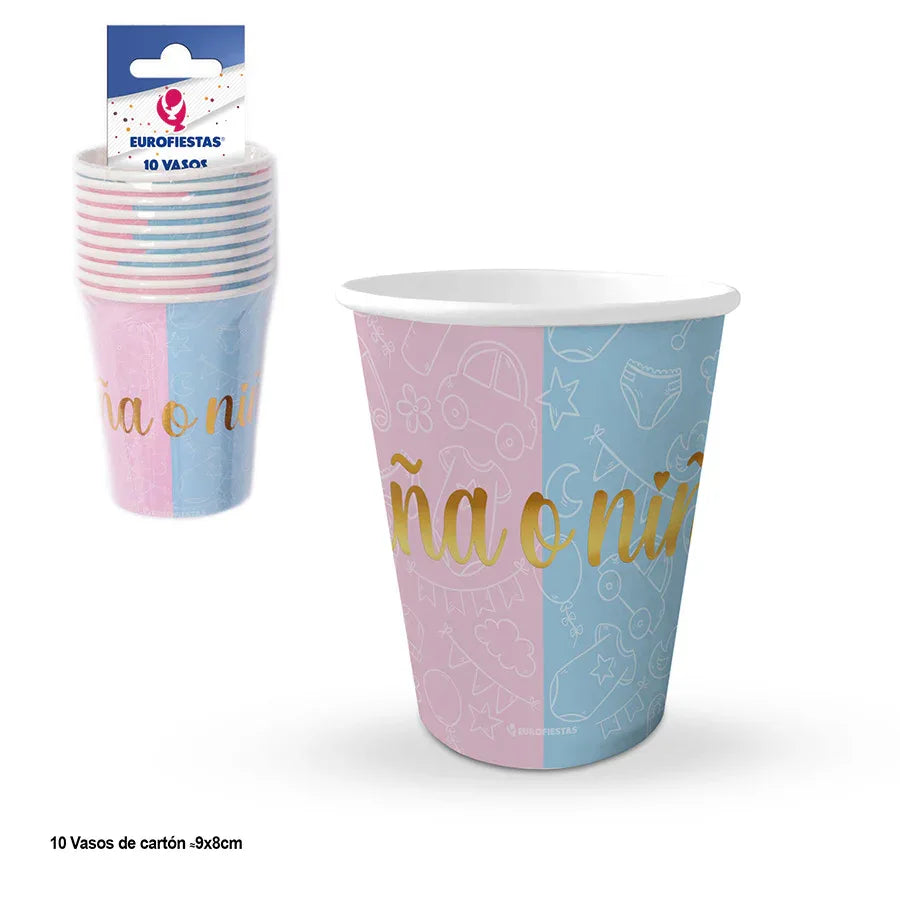 Vasos Baby Shower Colores Niño o Niña - Vajilla Desechable - yupiparty