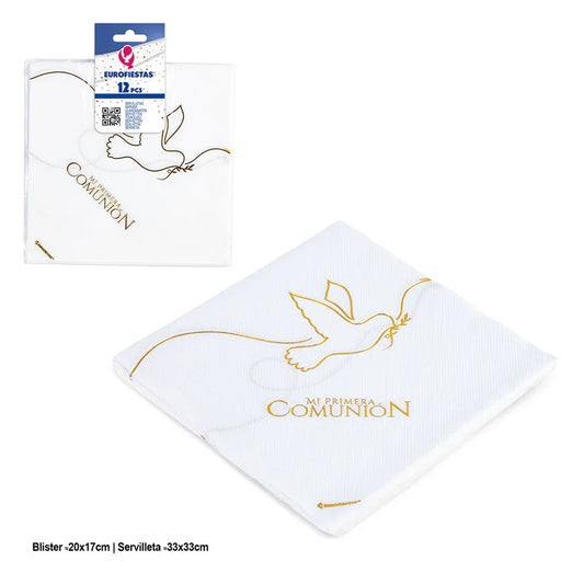SERVILLETA 12pcs COL COMUNI.PALOMA ORO P - yupiparty