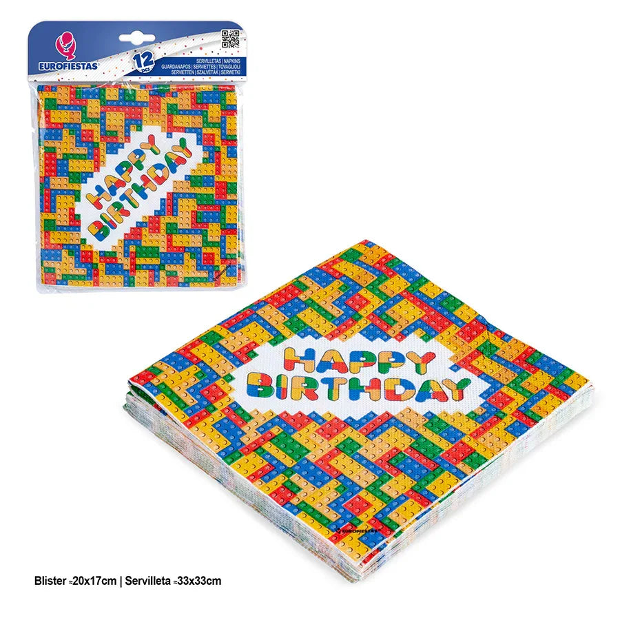 SERVILLETAS COL BLOCKS 12PC - yupiparty