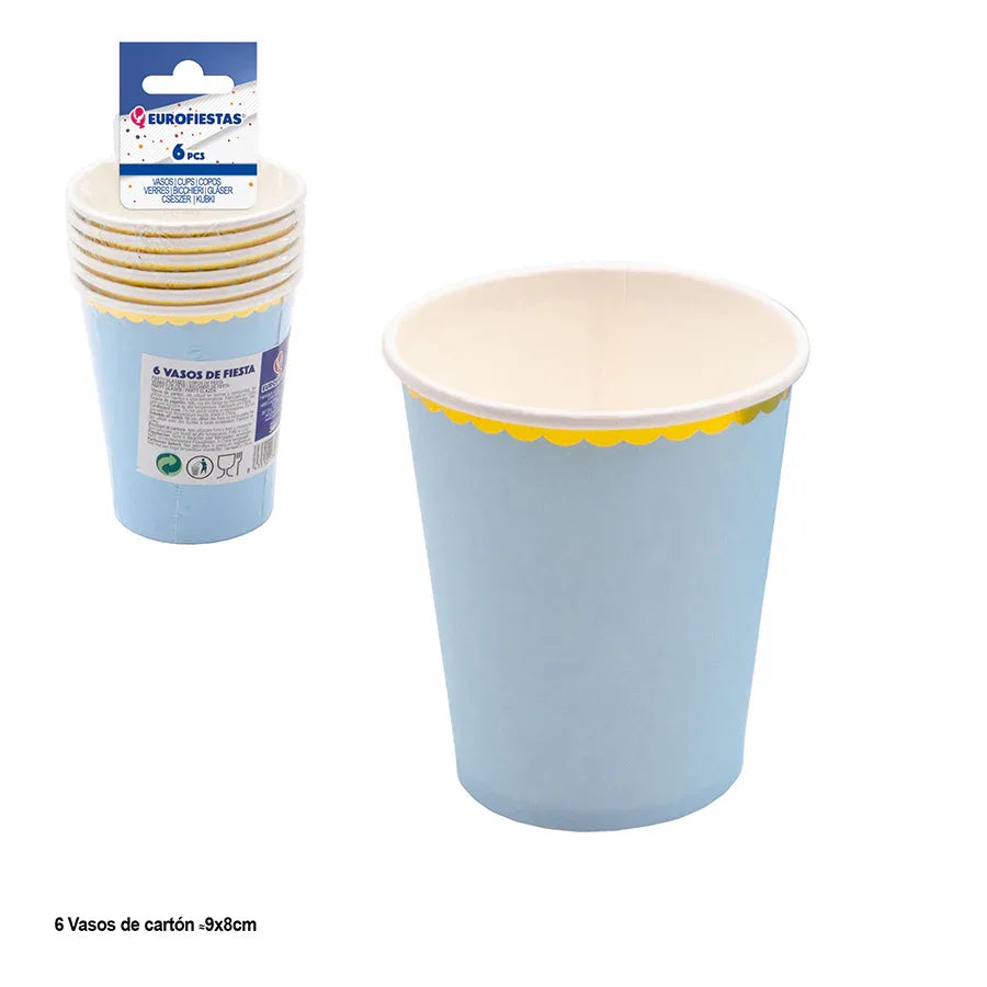 VASO PASTEL AZUL 6 PCS - yupiparty