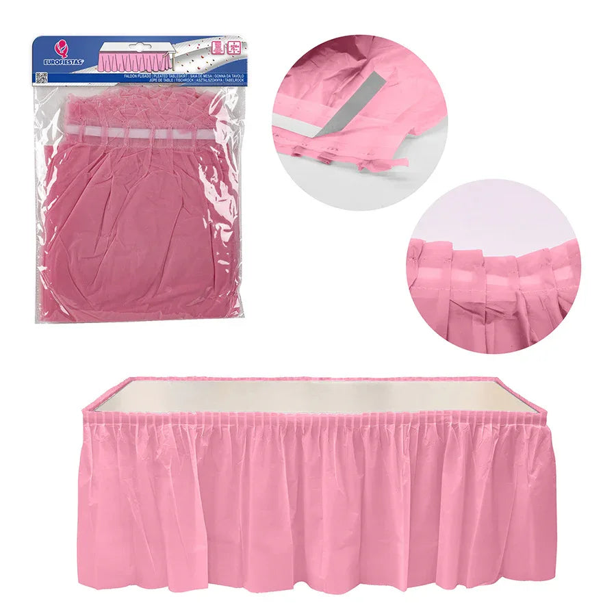 FALDON PLISADO ROSA PARA MESA - yupiparty