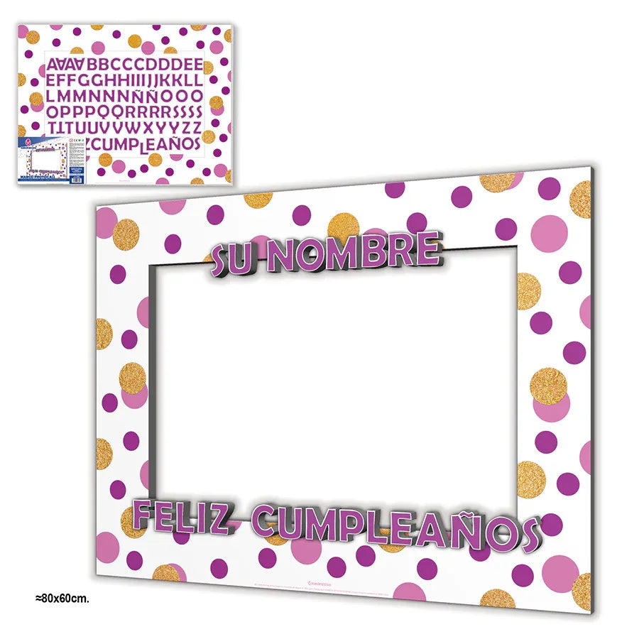 MARCO PHOTOCALL PERSONALIZABLE LUNARES ROSA LETRAS - yupiparty