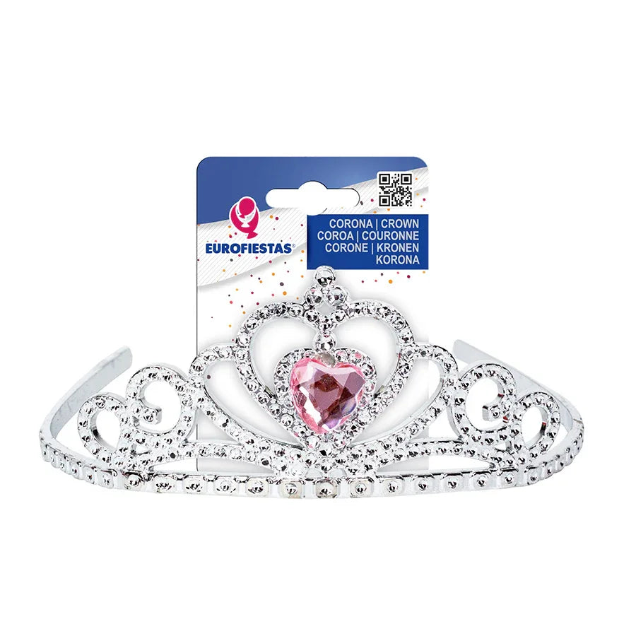 CORONA DIAMANTE CORAZON ROSA - yupiparty