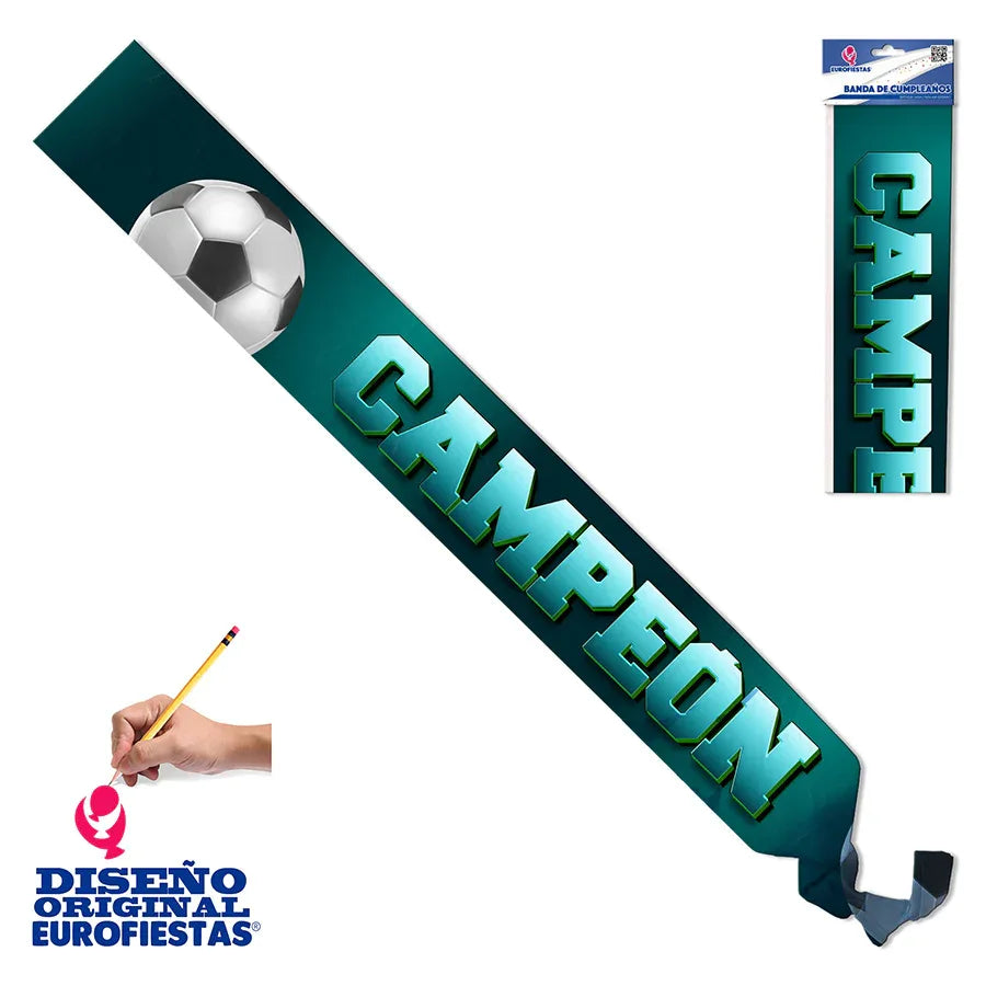 BANDA CAMPEON COLOR PIZARRA BALONES - yupiparty