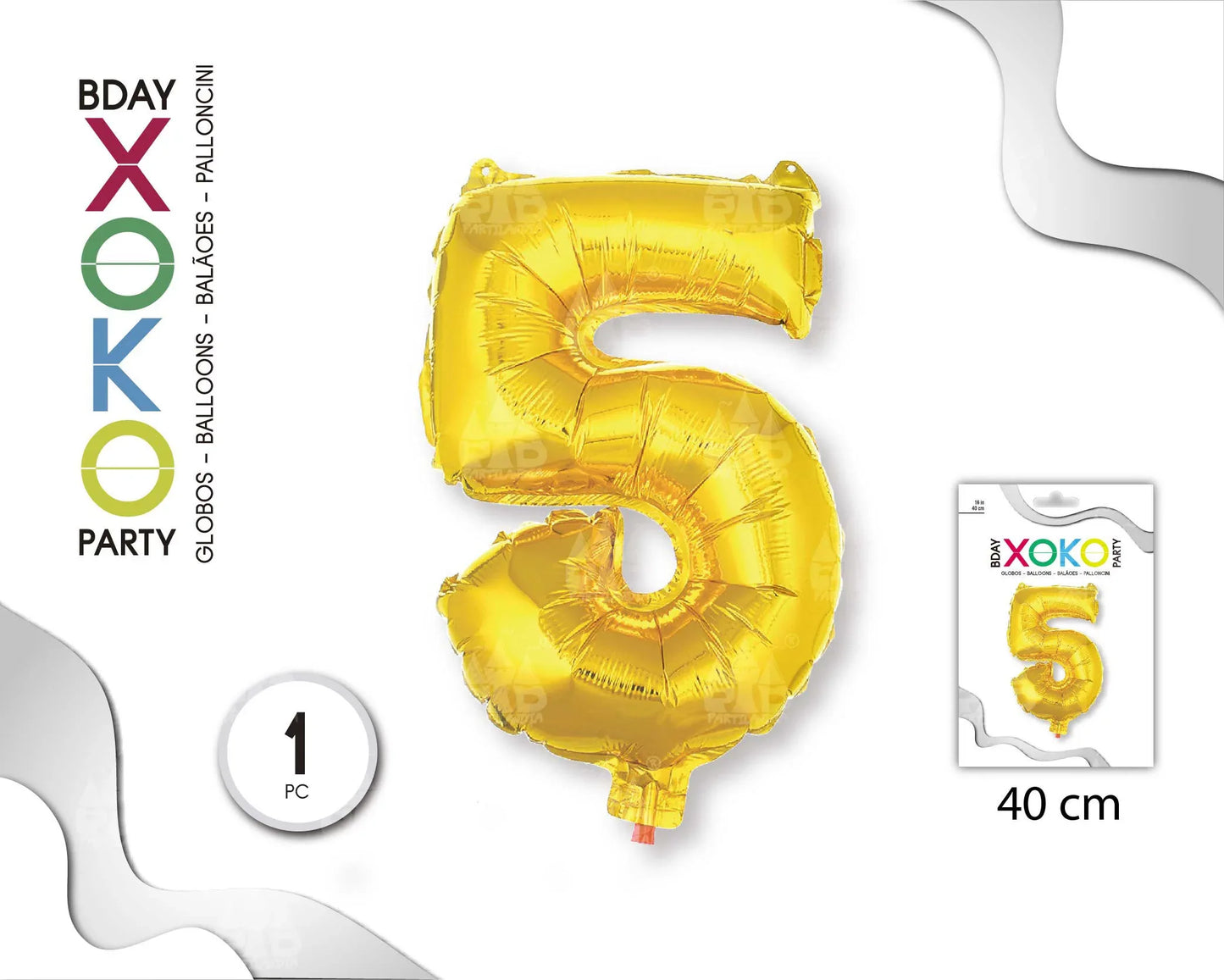 GLOBO FOIL 18/45CM ORO 5 - yupiparty