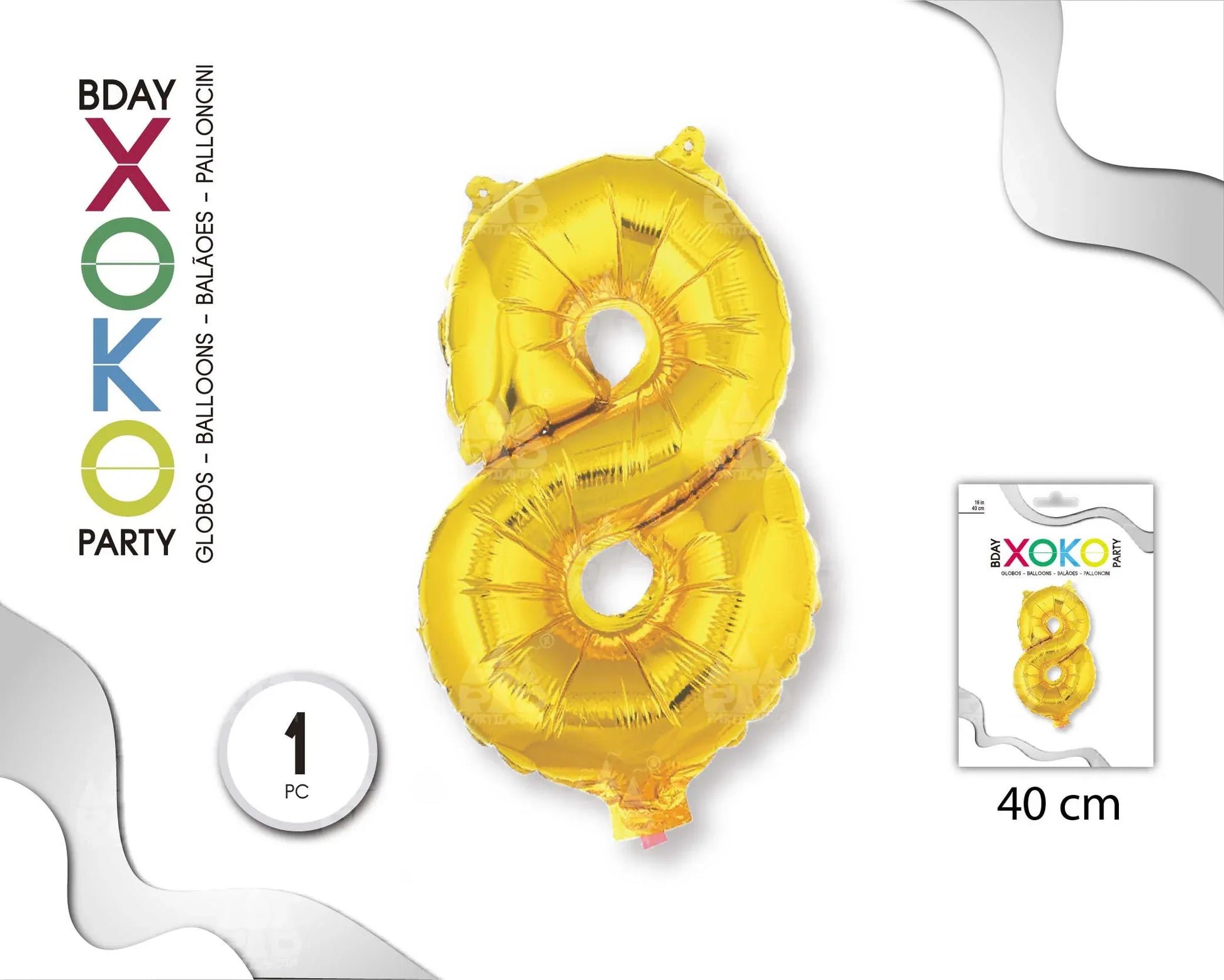 GLOBO FOIL 18/45CM ORO 8 - yupiparty