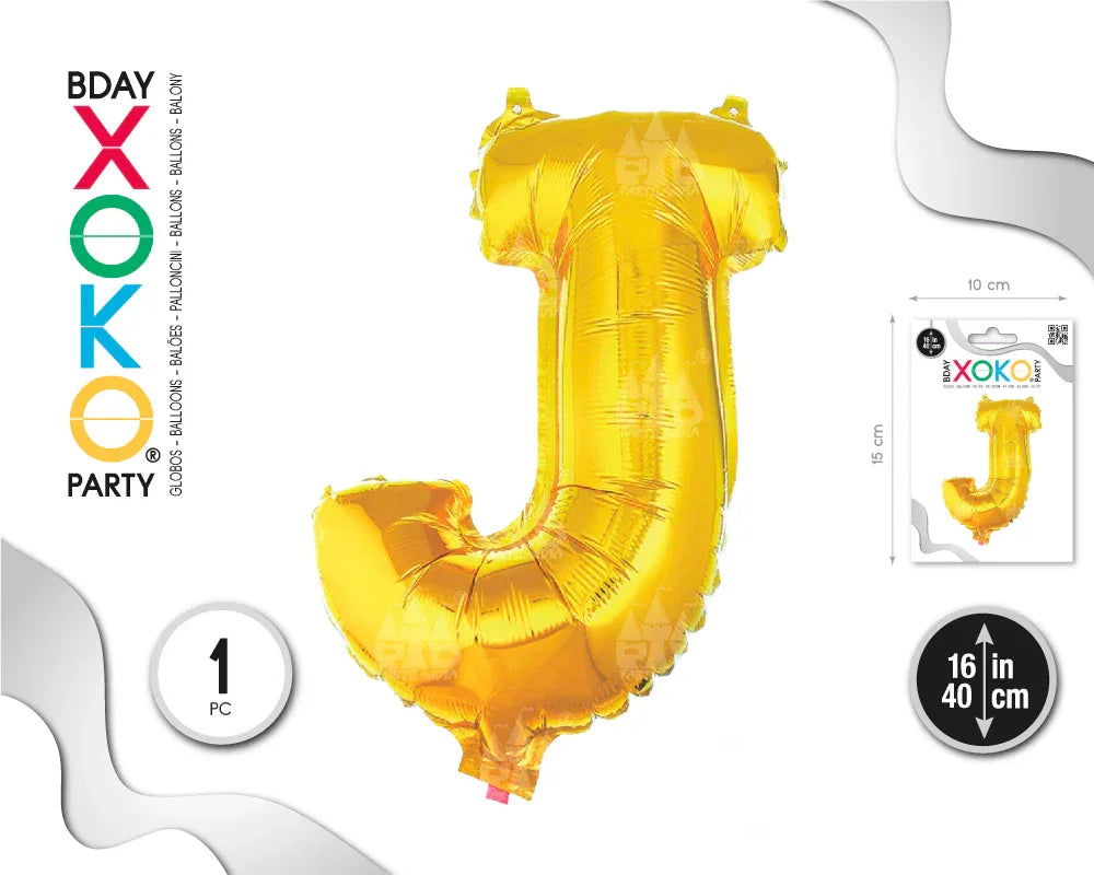GLOBO FOIL 16/40CM ORO J - yupiparty