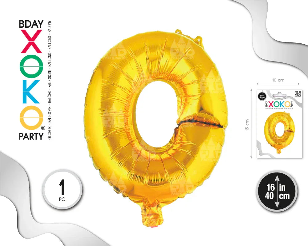 GLOBO FOIL 16/40CM ORO O - yupiparty