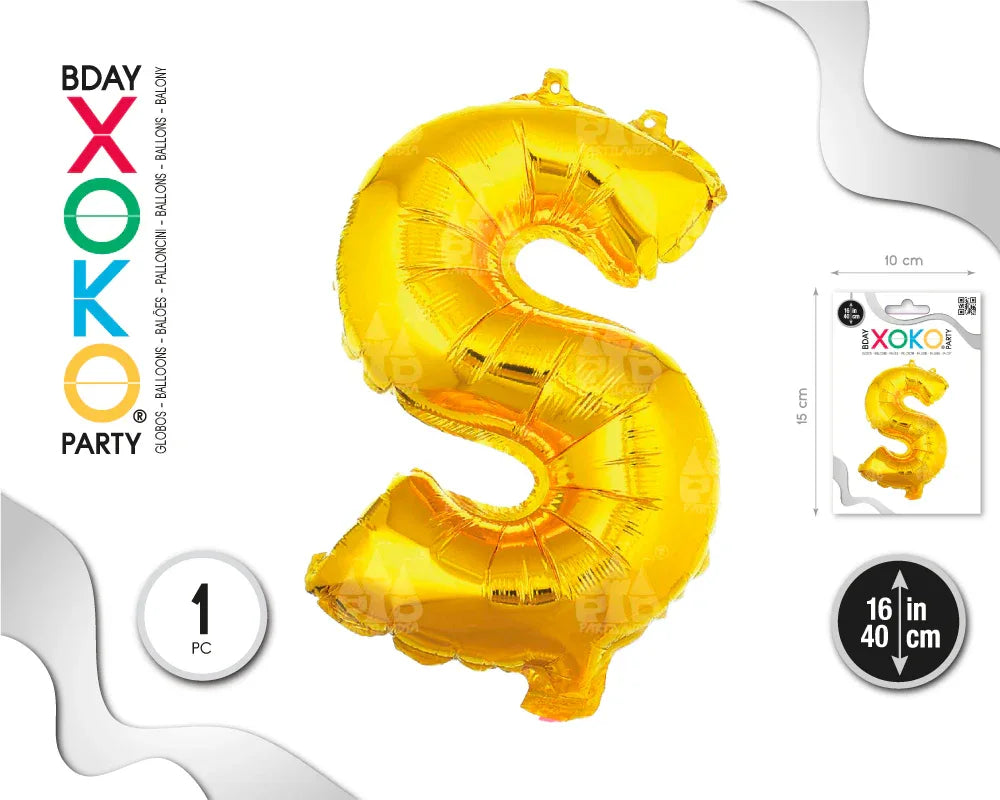 GLOBO FOIL 16/40CM ORO S - yupiparty