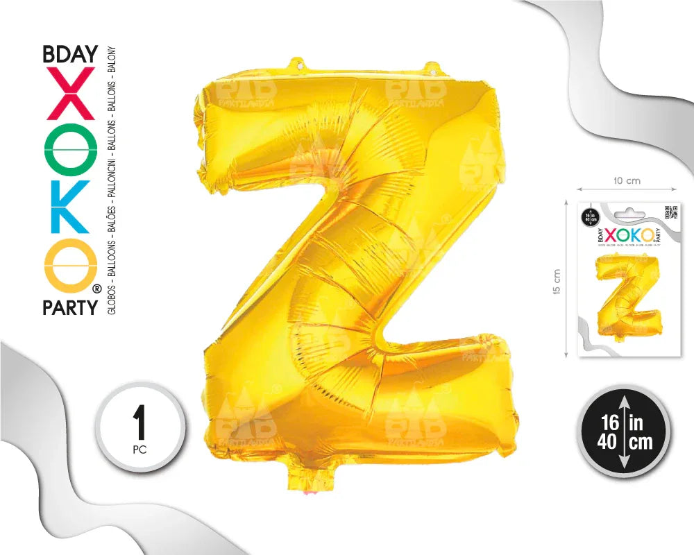 GLOBO FOIL 16/40CM ORO Z - yupiparty