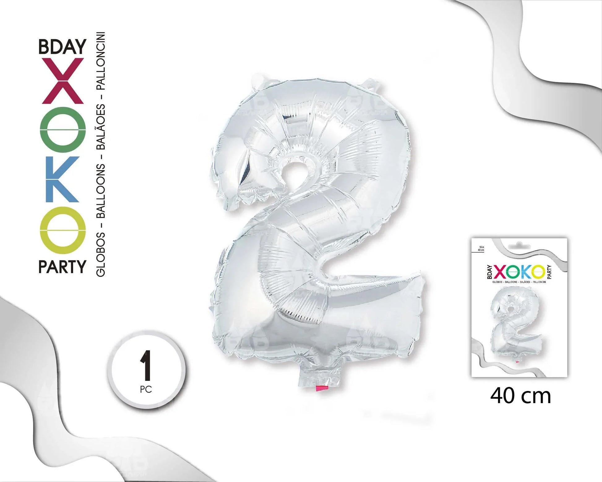GLOBO FOIL 18/45CM PLATA 2 - yupiparty