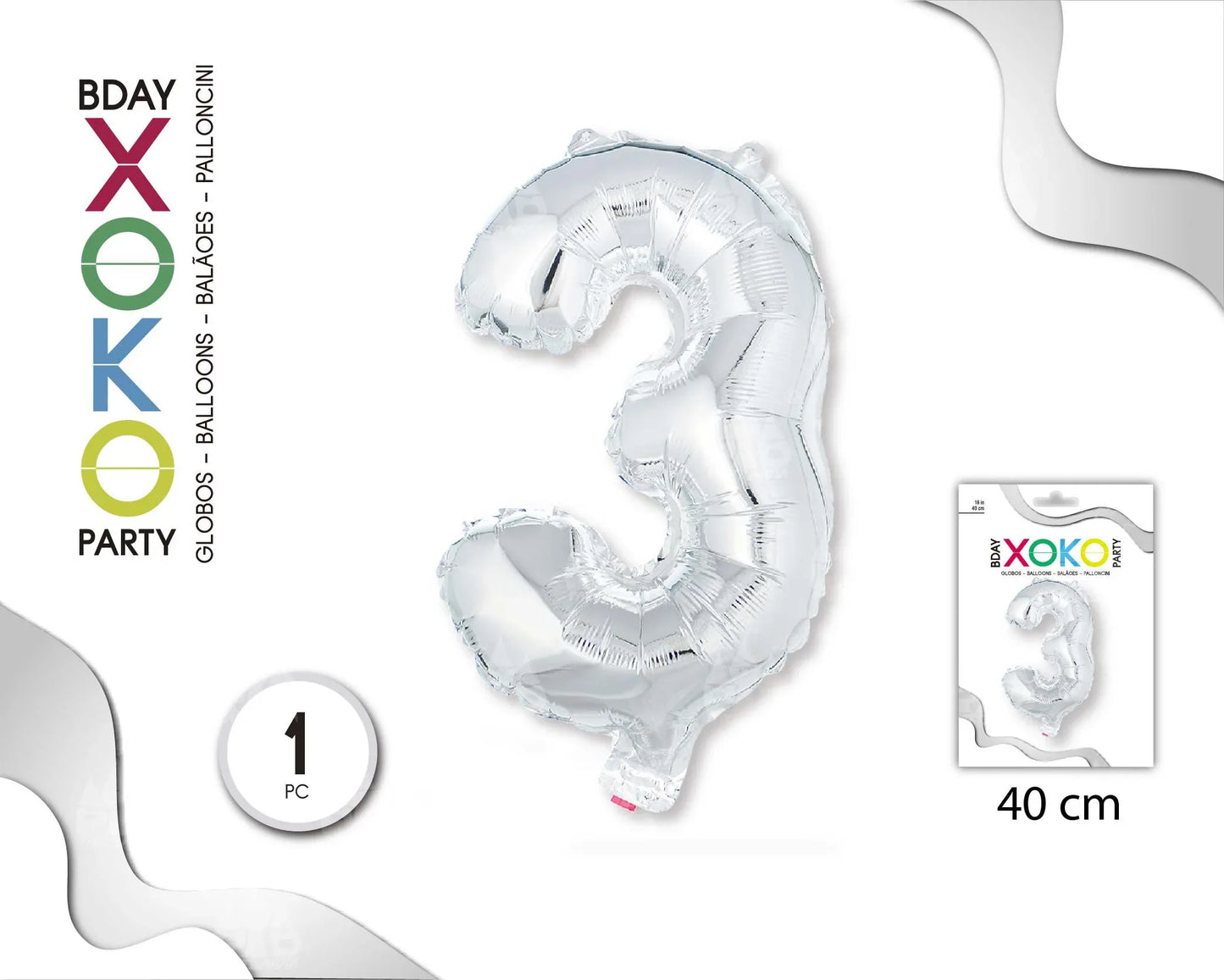 GLOBO FOIL 18/45CM PLATA 3 - yupiparty