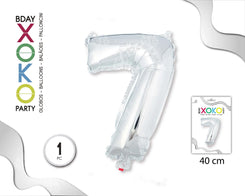 GLOBO FOIL 18/45CM PLATA 7 - yupiparty
