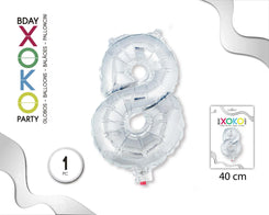 GLOBO FOIL 18/45CM PLATA 8 - yupiparty