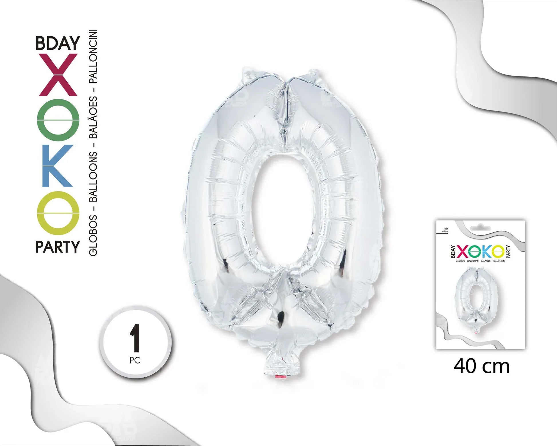 GLOBO FOIL 18/45CM PLATA 0 - yupiparty