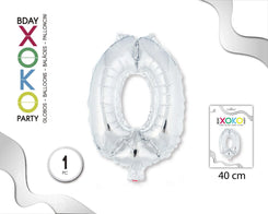 GLOBO FOIL 18/45CM PLATA 0 - yupiparty