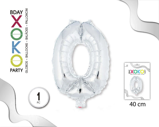 GLOBO FOIL 18/45CM PLATA 0 - yupiparty