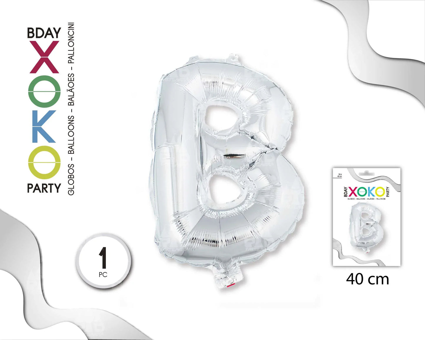 GLOBO FOIL 16/40CM PLATA B - yupiparty