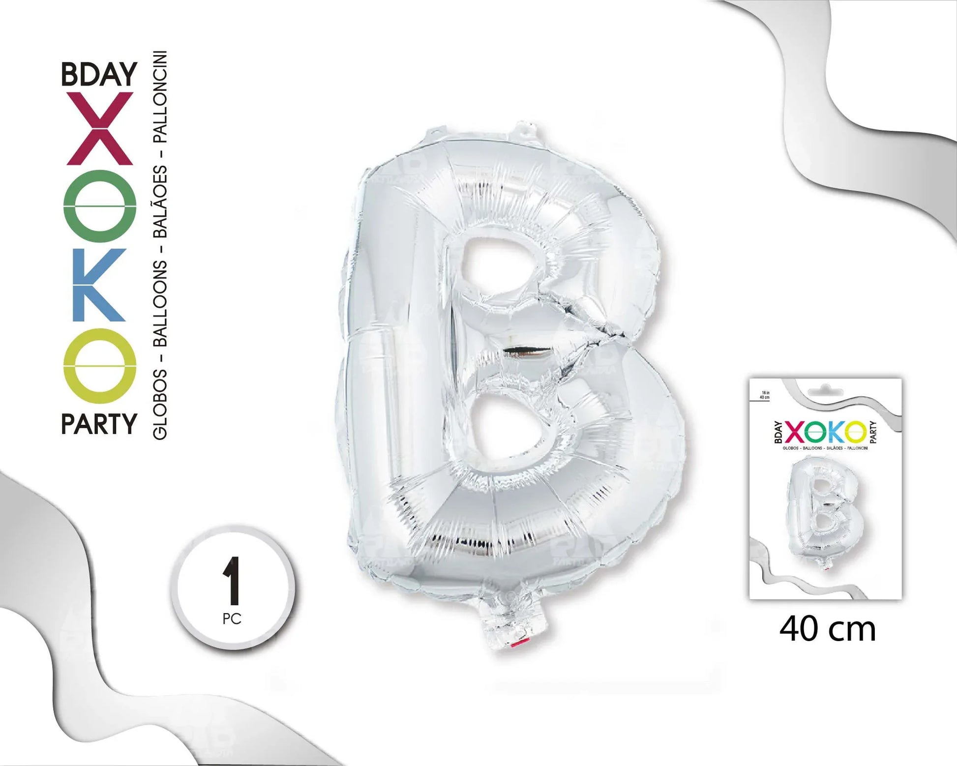 GLOBO FOIL 16/40CM PLATA B - yupiparty