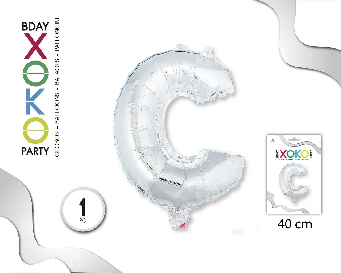 GLOBO FOIL 16/40CM PLATA C - yupiparty