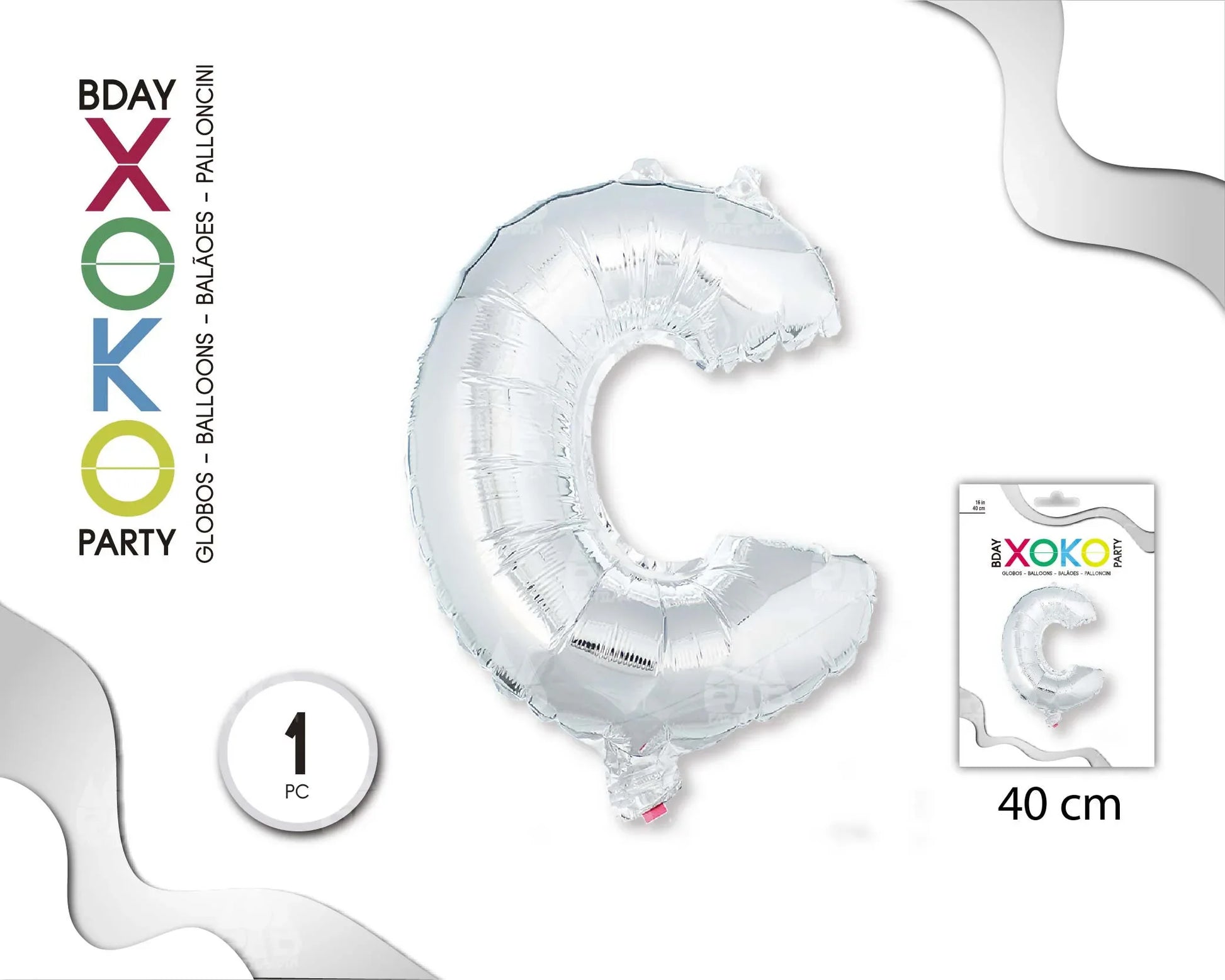 GLOBO FOIL 16/40CM PLATA C - yupiparty