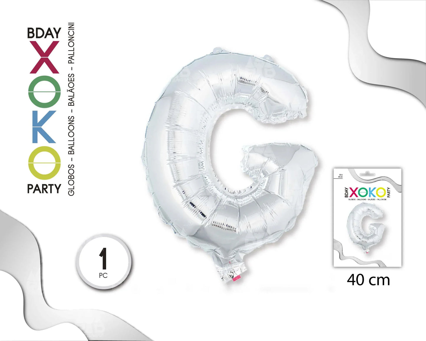 GLOBO FOIL 16/40CM PLATA G - yupiparty
