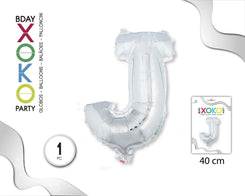 GLOBO FOIL 16/40CM PLATA J - yupiparty