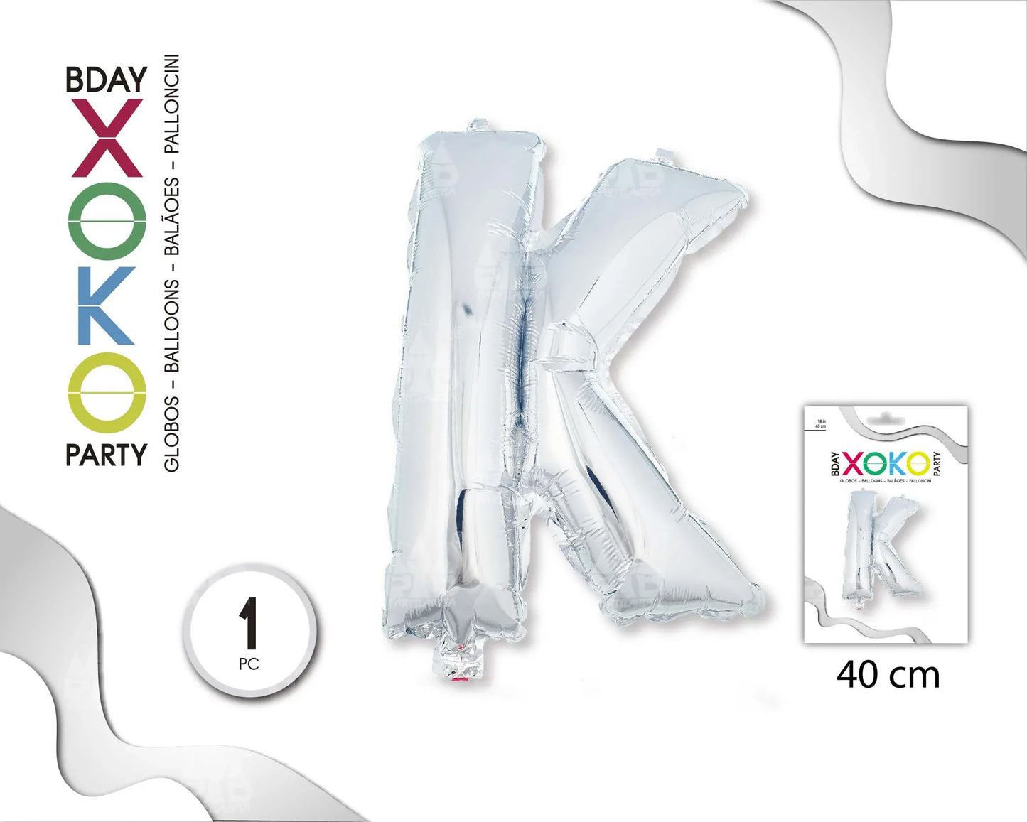 GLOBO FOIL 16/40CM PLATA K - yupiparty