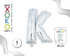 GLOBO FOIL 16/40CM PLATA K - yupiparty
