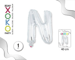 GLOBO FOIL 16/40CM PLATA N - yupiparty