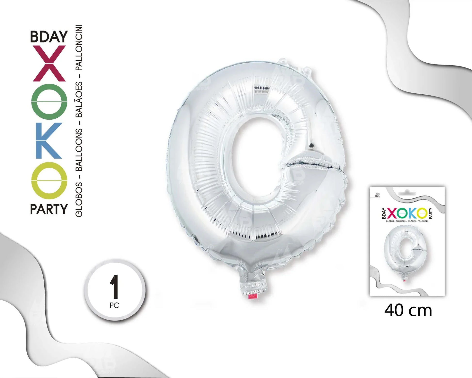 GLOBO FOIL 16/40CM PLATA O - yupiparty