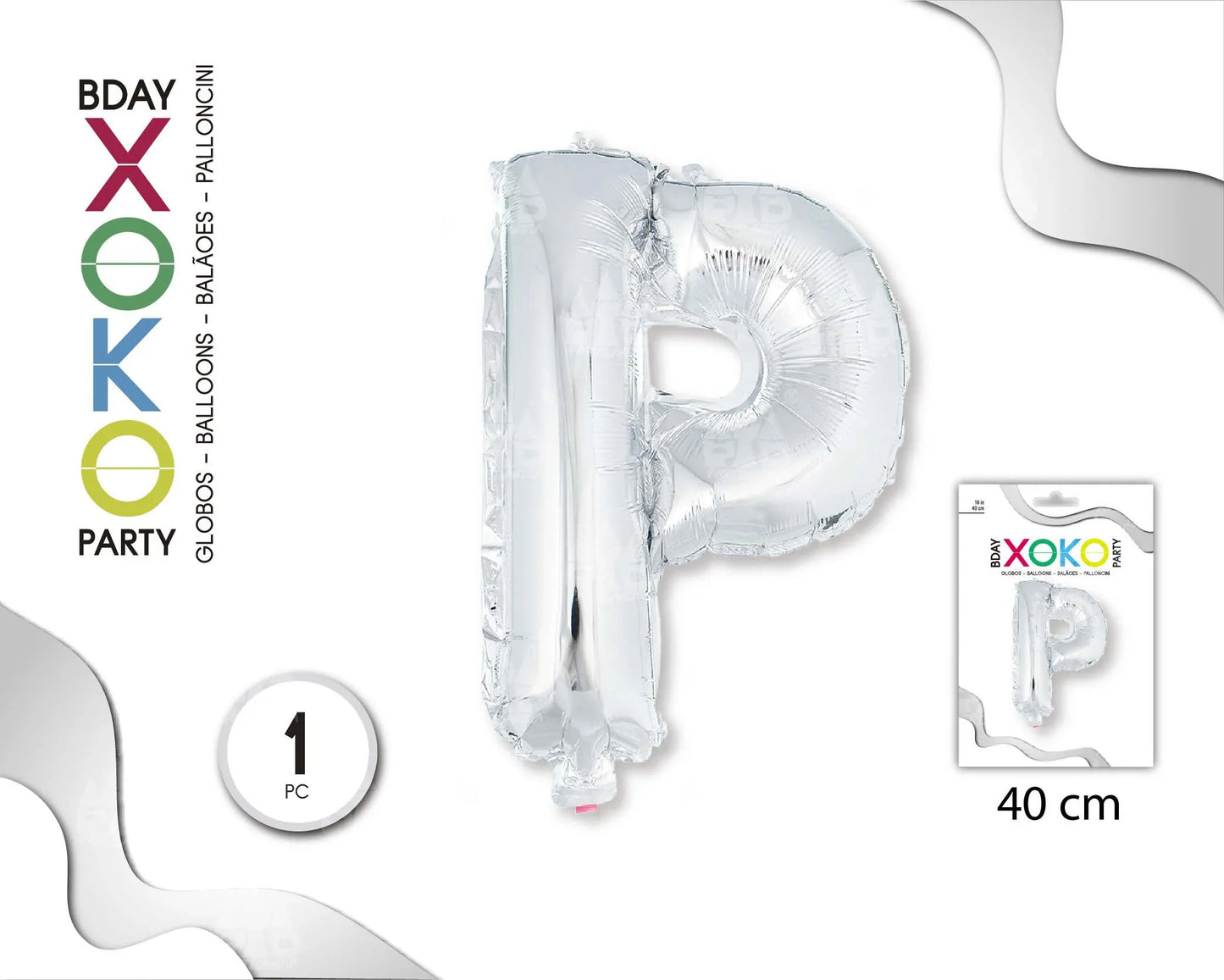 GLOBO FOIL 16/40CM PLATA P - yupiparty