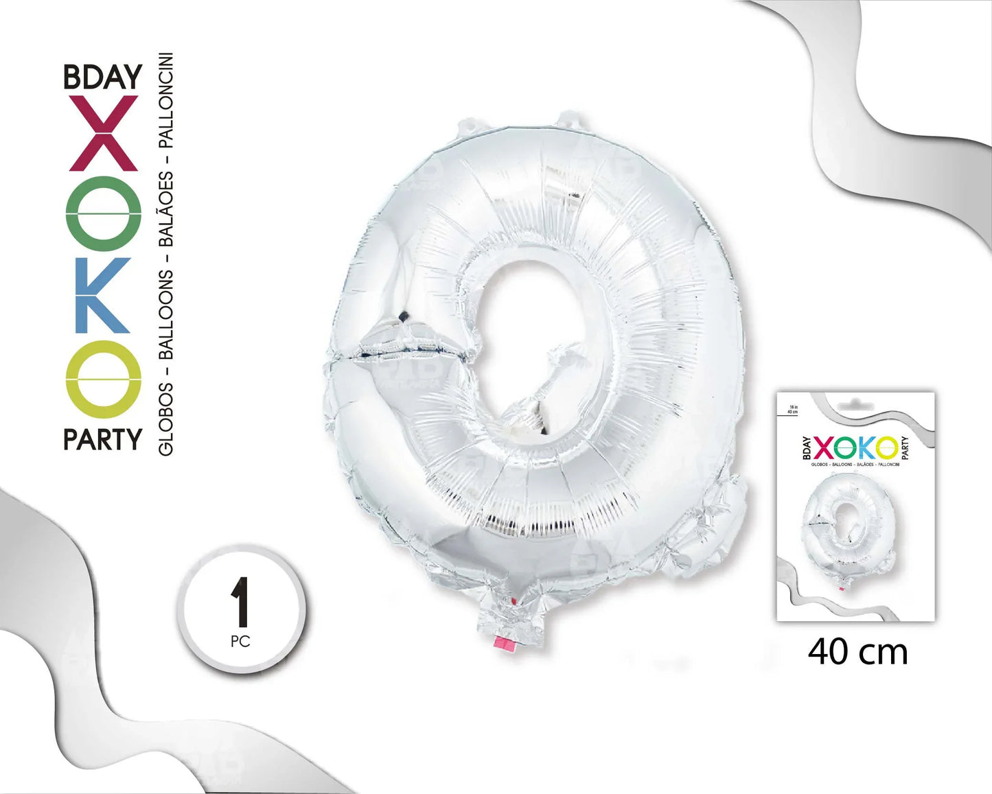 GLOBO FOIL 16/40CM PLATA Q - yupiparty