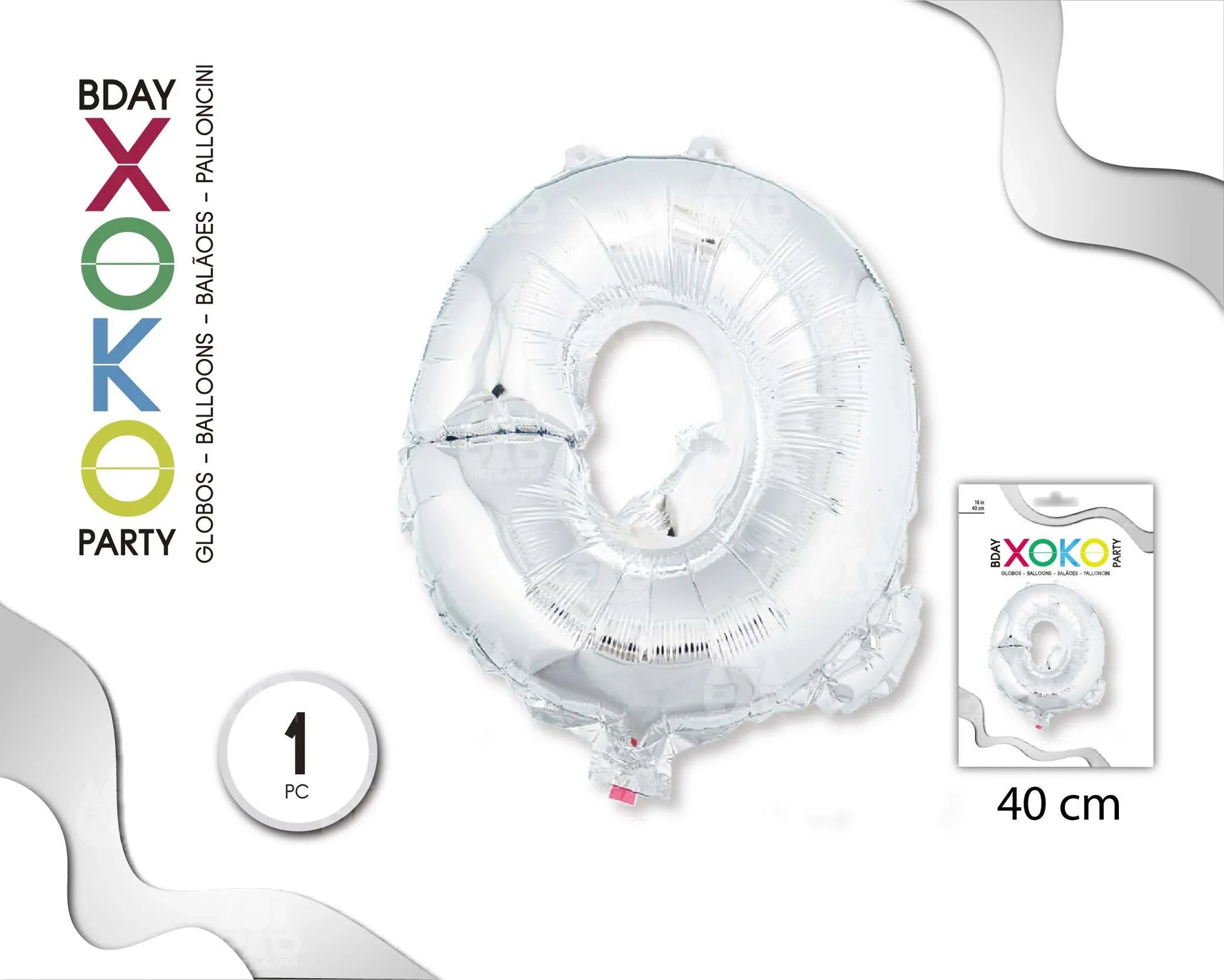 GLOBO FOIL 16/40CM PLATA Q - yupiparty