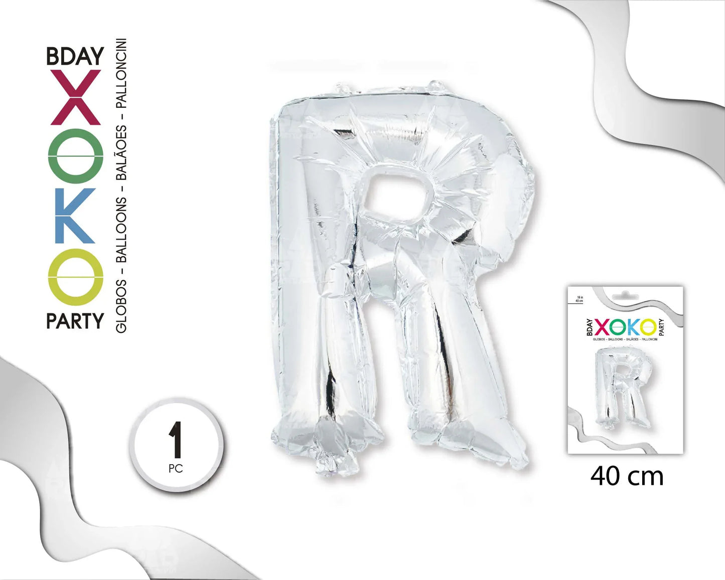 GLOBO FOIL 16/40CM PLATA R - yupiparty