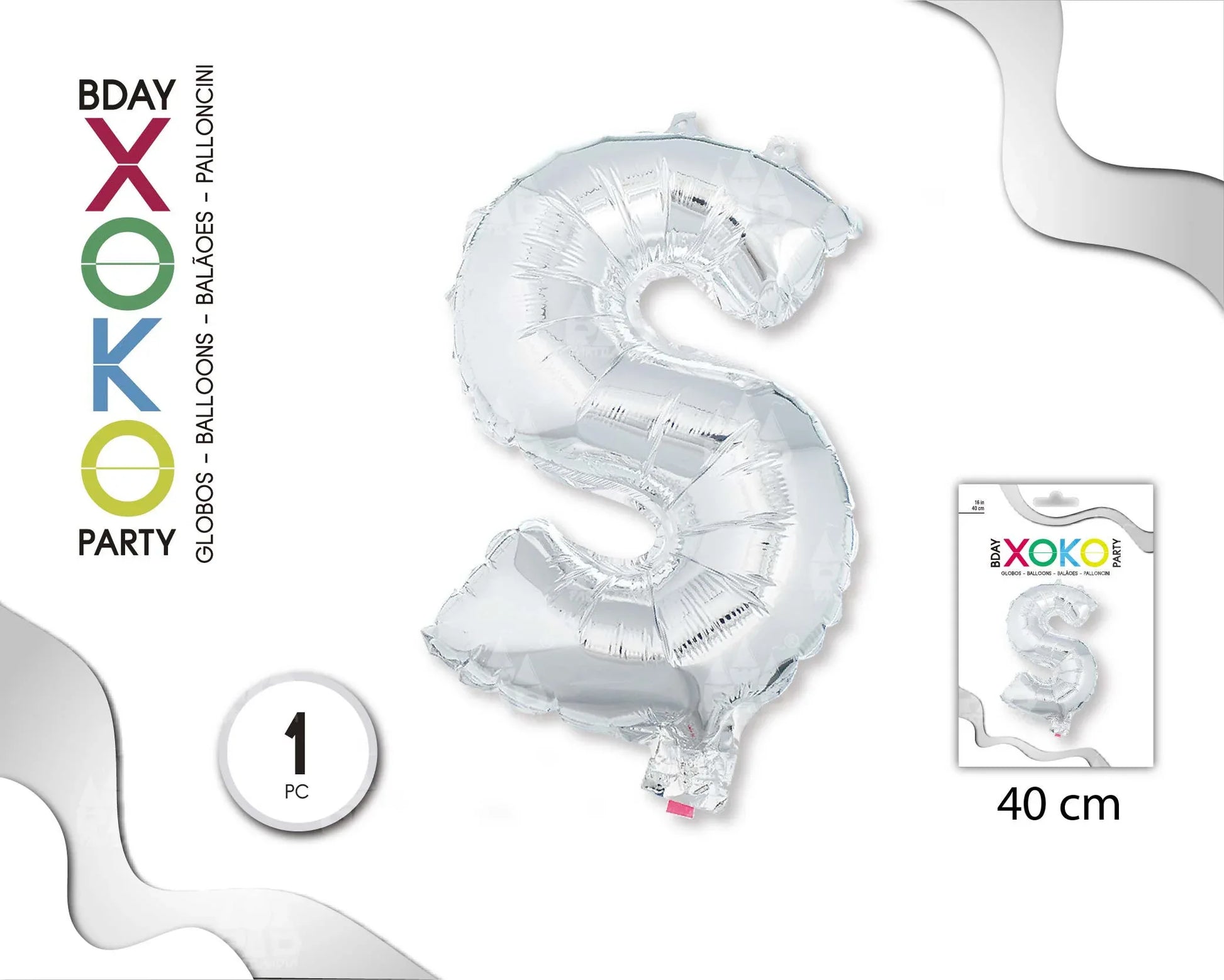 GLOBO FOIL 16/40CM PLATA S - yupiparty