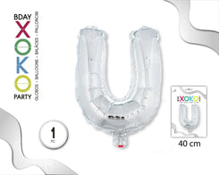 GLOBO FOIL 16/40CM PLATA U - yupiparty