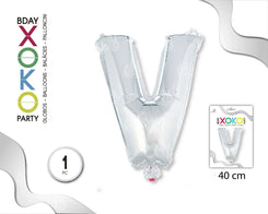 GLOBO FOIL 16/40CM PLATA V - yupiparty