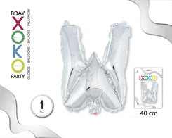 GLOBO FOIL 16/40CM PLATA W - yupiparty