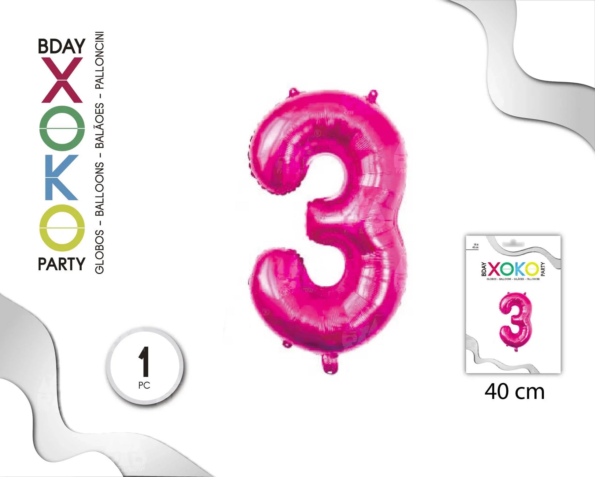 GLOBO FOIL 16/40CM FUCSIA 3 - yupiparty