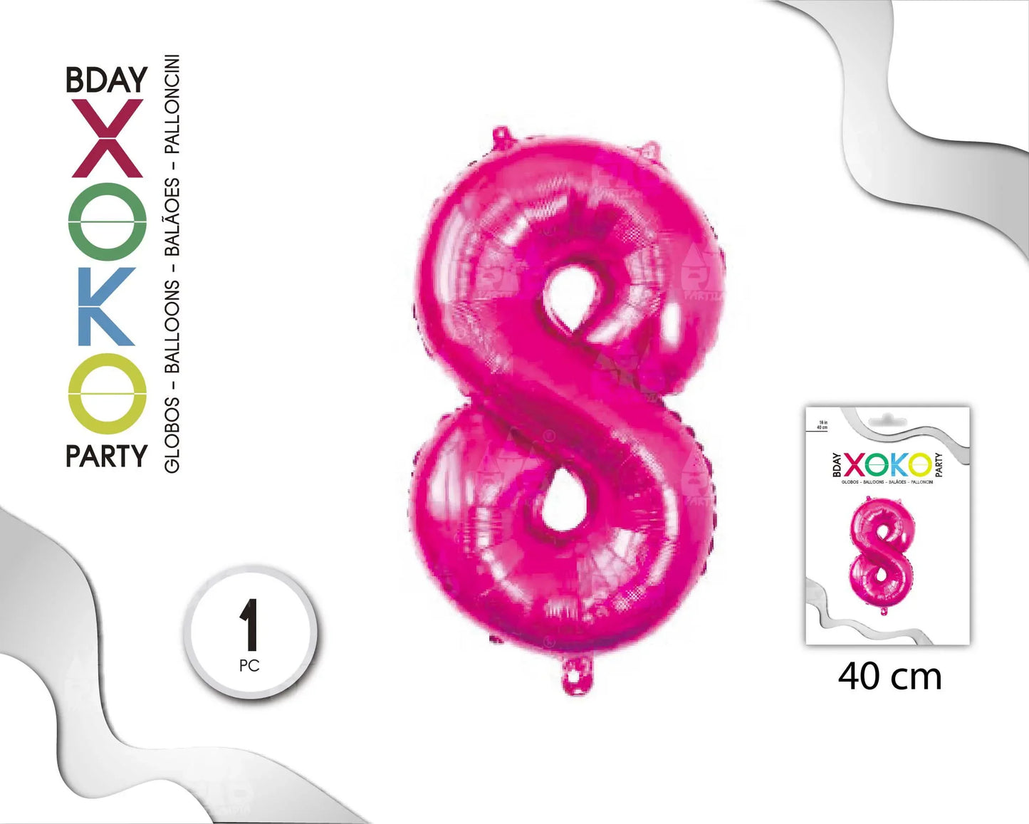GLOBO FOIL 16/40CM FUCSIA 8 - yupiparty