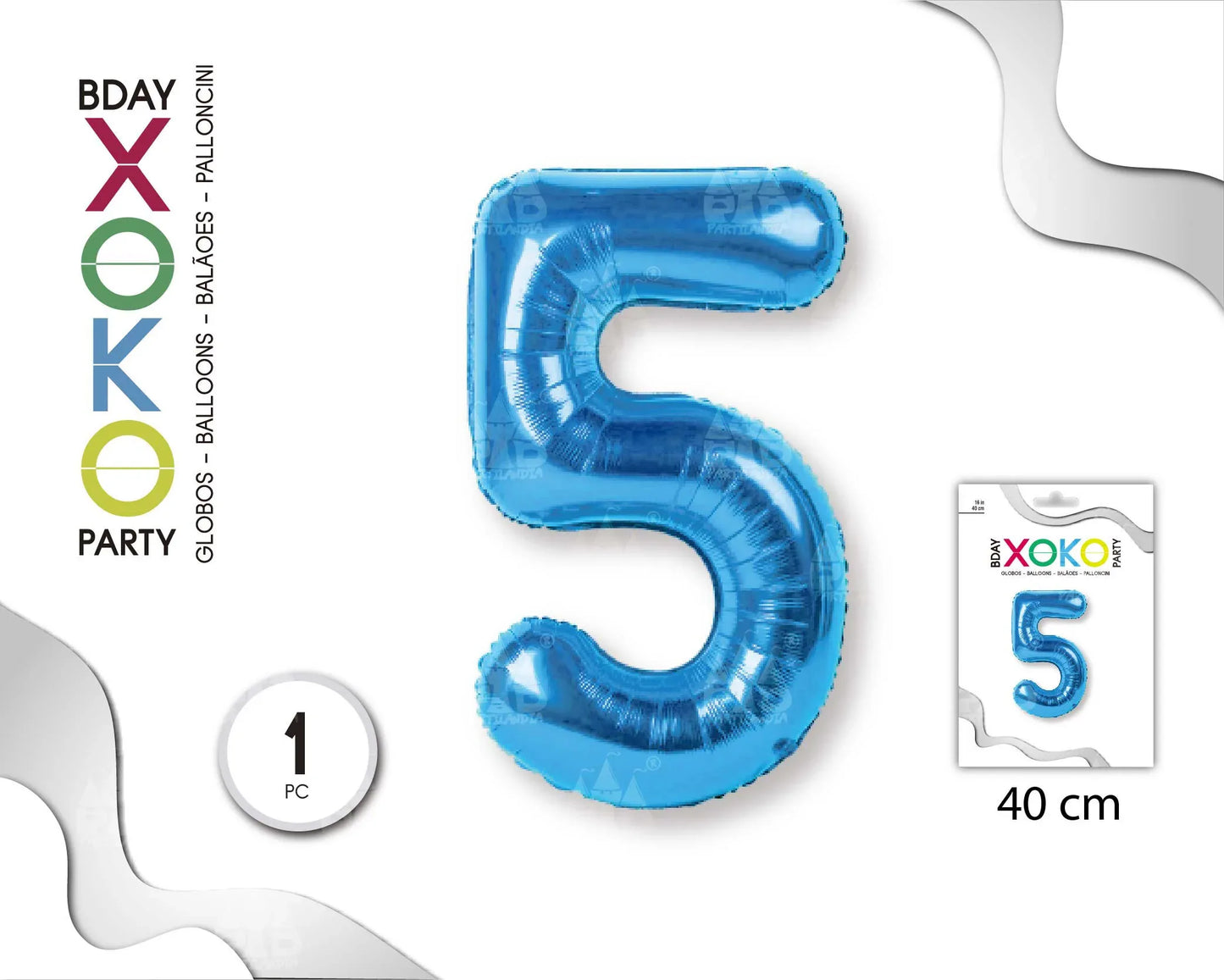 GLOBO FOIL 18/45CM AZUL 5 - yupiparty